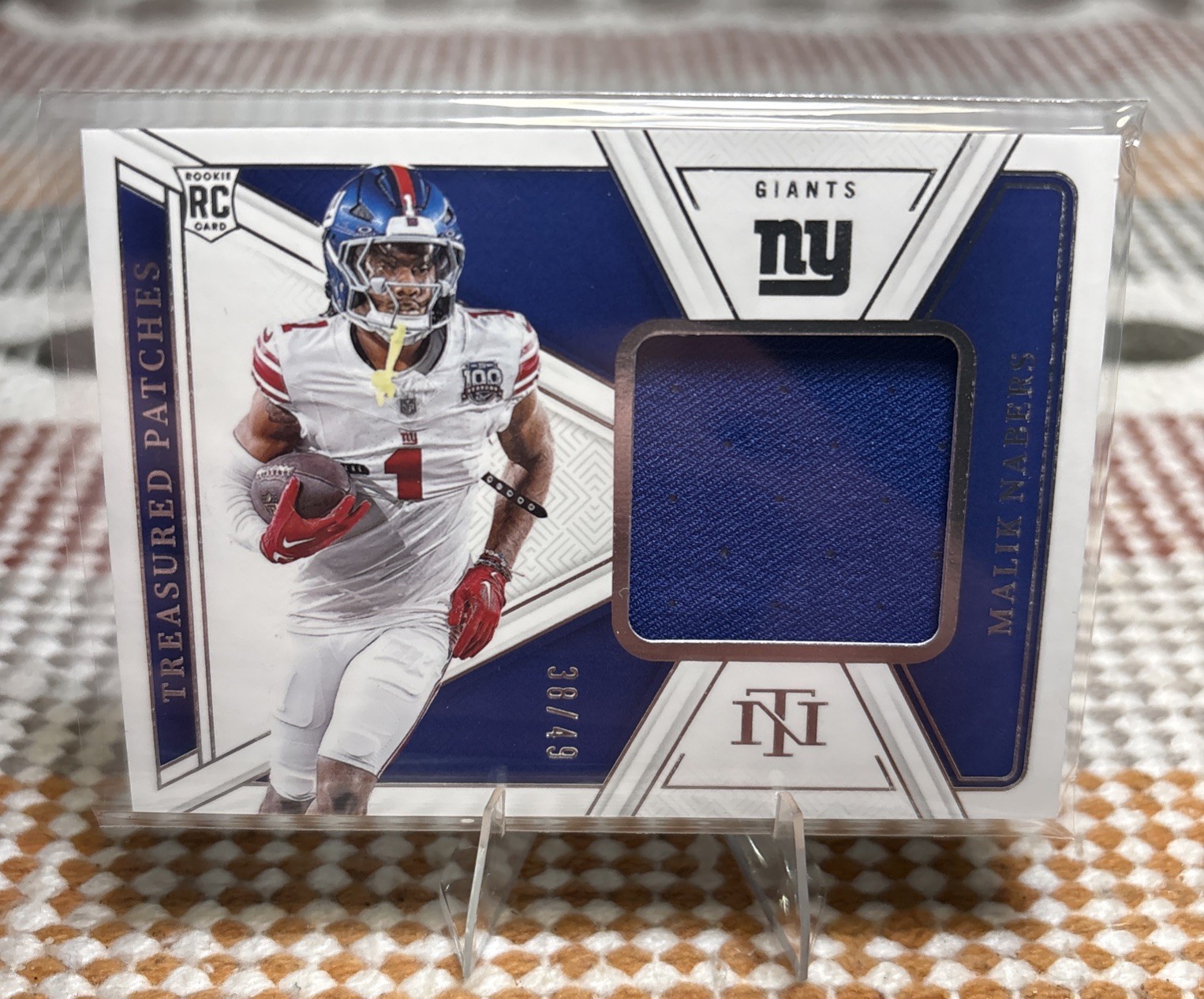 2024 Panini National Treasures - Treasured Patches Malik Nabers /49 Rookie RC SP