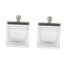 Glass Cotton Jar Holder 2 Pack  Satin Nickel Clear Glass Satin Nickel 2PACK