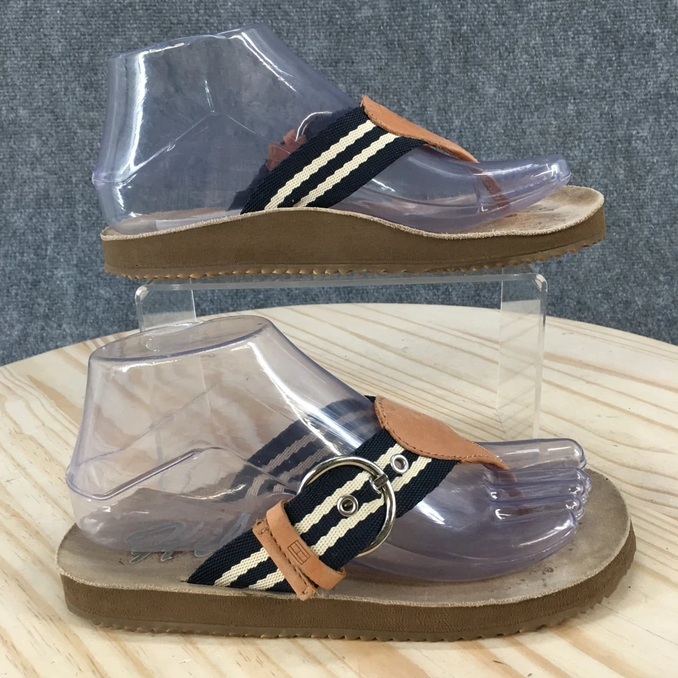 Tommy Hilfiger Sandalias Mujer 5 Tanga Azul Rayas Puntera-Poste Cómodas Informales Planas Foto 2 de 4