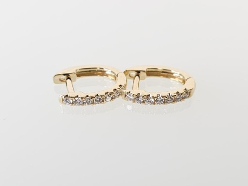 14K Yellow Gold 1/5 CTW Genuine Round Diamond Huggie Hoop Earrings (ML1075326) - Picture 2 of 7