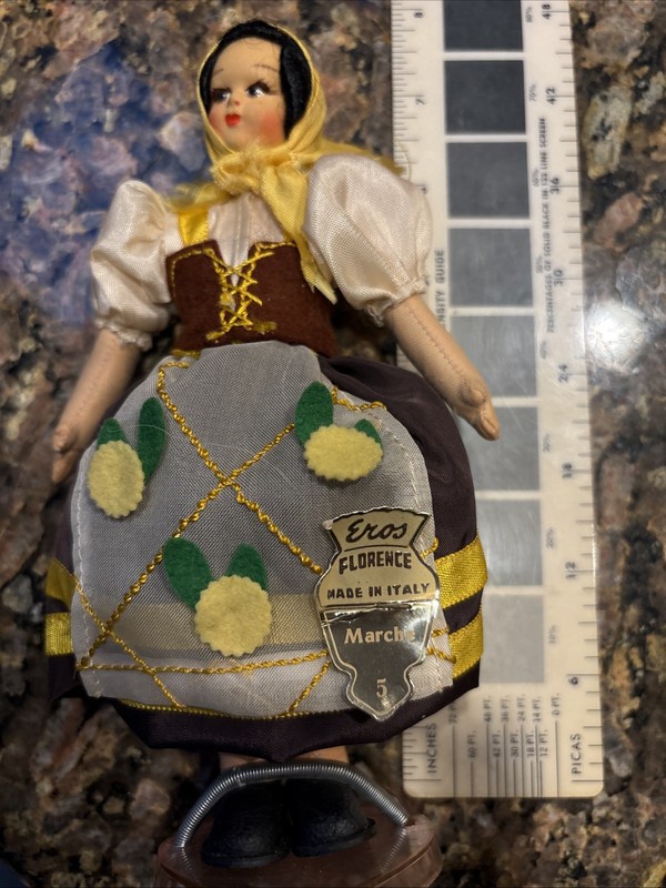 Vintage 7" Eros Florence Souvenir Doll Firenze Folk Italy Marche W Gimbels Tag