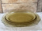 Pair Of Depression Glass Federal Glass Co. Madrid Pattern Amber 11” Oval Platter