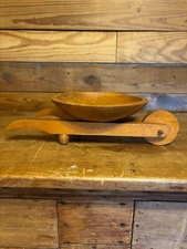 Antique Wooden Bowl on Cart