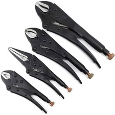 4pc Black Locking Pliers Set 5" 6.5" 7" & 10" - Mole Vice Clamp Grips Clamps