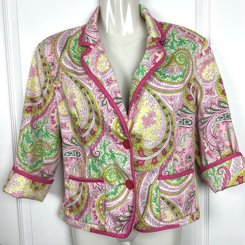 Vintage Carrie Allen Blazer Damen 10 Paisley Rosa Paspel Artsy Y2K Jacke - Bild 9 von 9