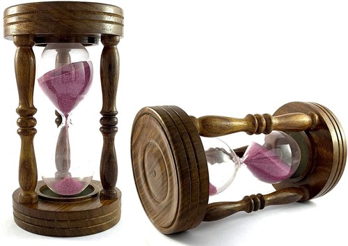 Vintage Hourglass Wooden Glass Sand Timer Marine Game Toy Desk 4 minutes (Brown) - Foto 1 di 6