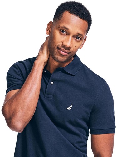 NAUTICA Men's Short Sleeve Solid Polo Shirt, BasicNavy, XXL - Picture 3 of 5