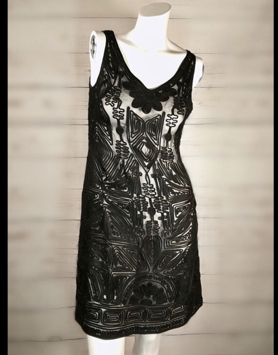 Elie Tahari 100% Silk Embroidered Black Dress Sz S $ 498 Elie Tahari 100% Silk Embroidered Black Dress Sz S $ 498