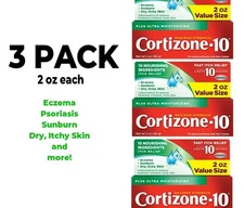 Cortizone 10 Plus Ultra Moisturizing, Maximum Strength, Anti-Itch Cream, 3 PACK!