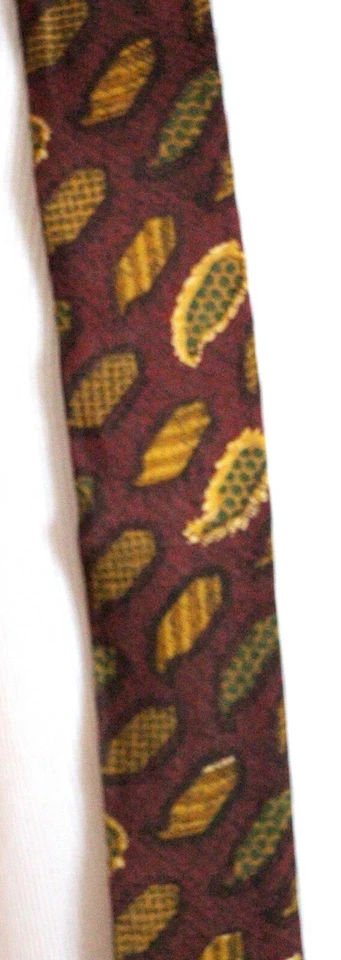 Cole Haan DRK ROJO PAISLEY 100% SEDA NEGRO CUERO BOTONES X-BACK TIRANTES (Z7 Foto 3 de 4