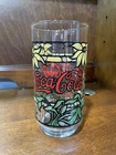 VINTAGE FLOWER STAINED TIFFANY STYLE COCA-COLA GLASSES LOT of 2