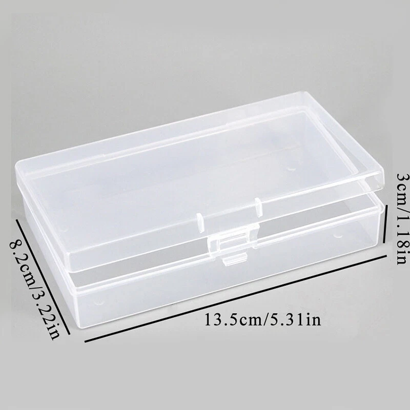 1-3packs Rectangle Clear Plastic Small Box Hook Jewelry Container Storage Ca↔ - Image 2 of 4