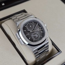 MINT PATEK PHILIPPE NAUTILUS 40.5MM TRAVEL TIME 5990/1A-001 STAINLESS STEEL B&P 6