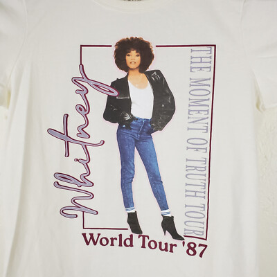 Whitney Houston 97 World Tour Tシャツ Whitney Houston Shirt Womens Medium Beige Graphic Crew Neck Short
