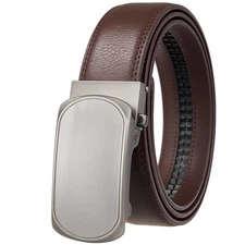 Fashion Men's Leather Belt Automatic Buckle Belt Ratchet Strap Famous Brand Belt