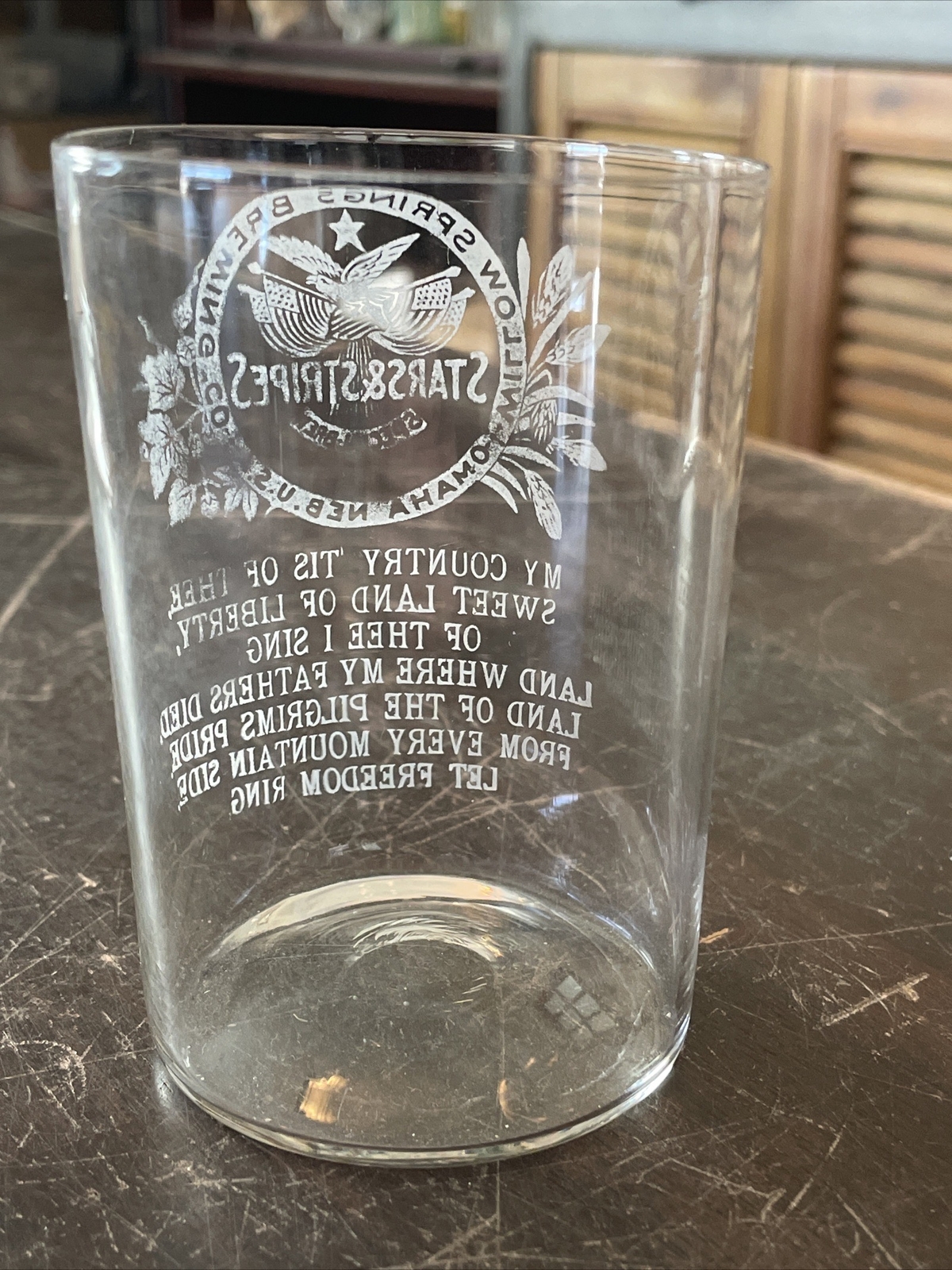 Willow Springs Brewing Company Stars & Stripes Etched Beer Glass