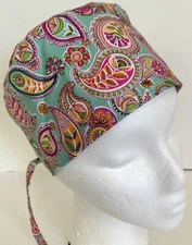 Paisley Print Lined Medical Scrub Cap Surgery Hat Chef Dental Anesthesiologist