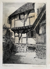 1920 Antique Etched Print; Old Chiddingfold Inn, Surrey after A.B. Calvey