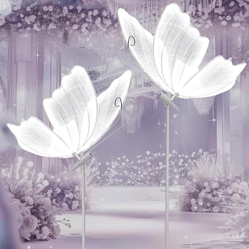 Lámpara de pie mariposa exterior 2 PIEZAS, iluminación LED luminosa para boda fiesta (blanca) - Imagen 3 de 20