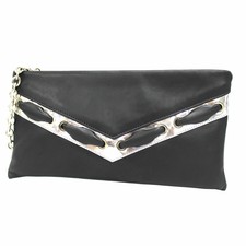 Borsetta donna borsa clutch a mano da sera cerimonia pelle Annaluna 183 nero