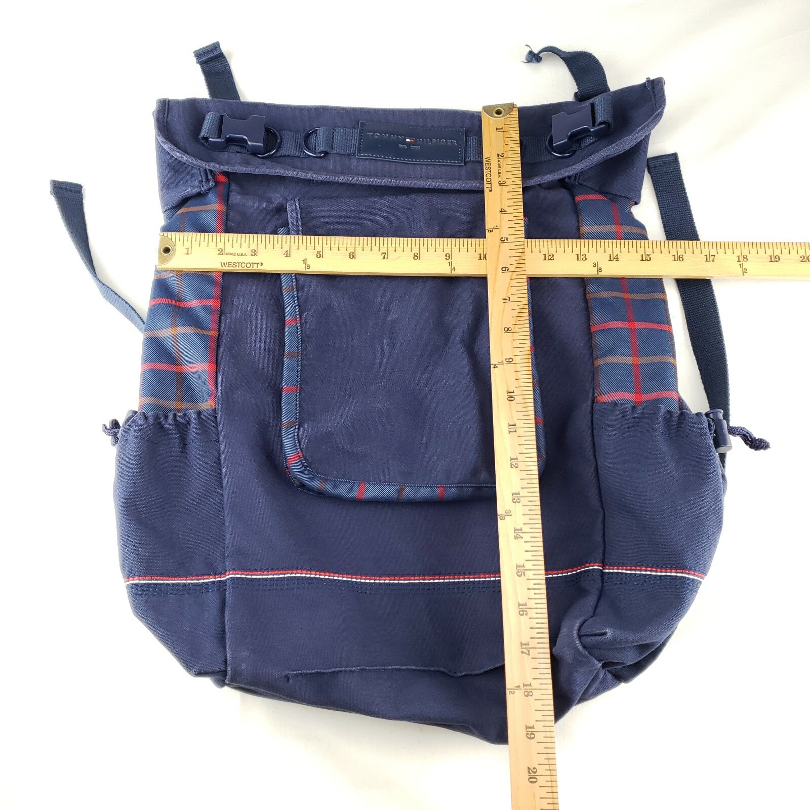 Tommy Hilfiger Basic Backpack Blue Plaid 13x17 Cl… - image 8