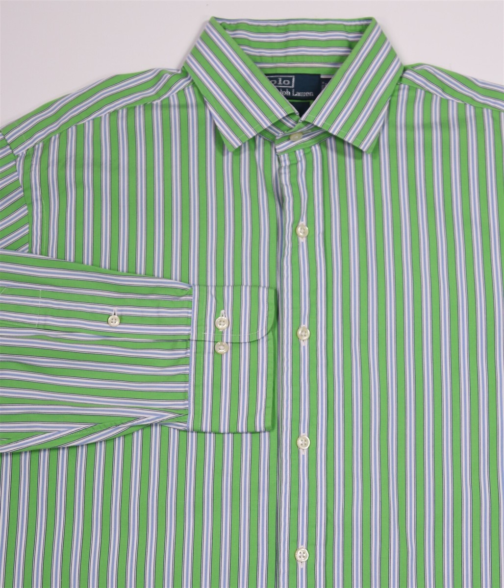 green pinstripe dress shirt Comfort Stretch Non-Iron Stripe Dress Shirt With Contrast Trim