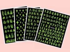 Luminous Letters Numbers Nail Sticker Fire Flame 4 Pointed Stars Nail Decals