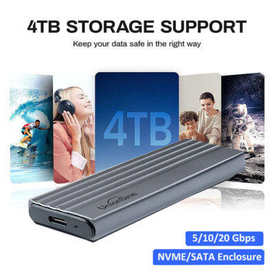 Externe NVME SATA SSD Gehäuse für M.2 Festplatten USB-C 3.1 Case auf M.2 Adapter