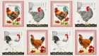 24" X 44" Panel Down on the Farm Chickens Roosters Cotton Panel D367.36