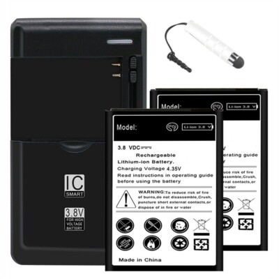 2x 2000mAh Battery+Universal Charger+Stylus for Samsung Galaxy Ace Style S765C