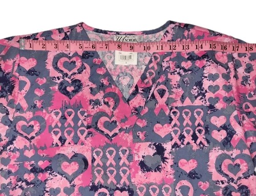 UA Scrubs Medical Pink Breast Cancer Nurse Top Shirt Women's Size S - Picture 3 of 7