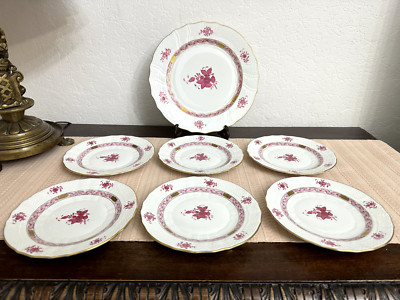 Herend Oriental flower Appony pattern dessert plate set for 6.