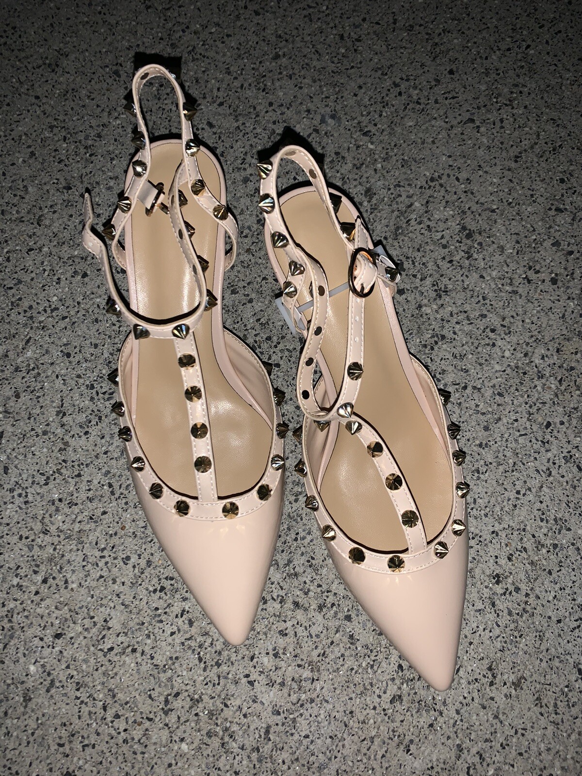 KAITLYN PAN Taupe Beige Spikes Studded Rock Stud Slingbacks High Heel  ❤️sj19j1 | eBay