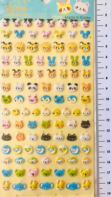 2016 ANIMAL FACES 98 PETIT STICKERS - rabbit cat puppy monkey lamb elephant bird