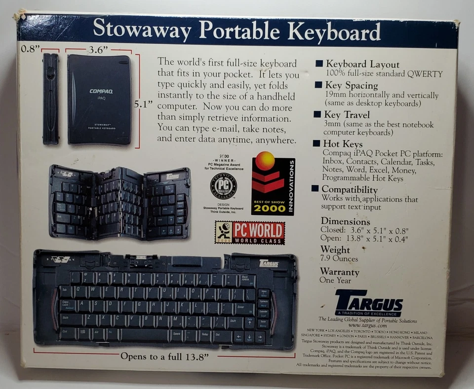 Targus COMPAQ iPAQ Stowaway Portable Folding Keyboard CPQ NEW OPEN BOX - Image 3 of 4