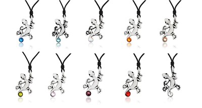 New Lizard Gecko Silver Pewter Charm Necklace Pendant Jewelry