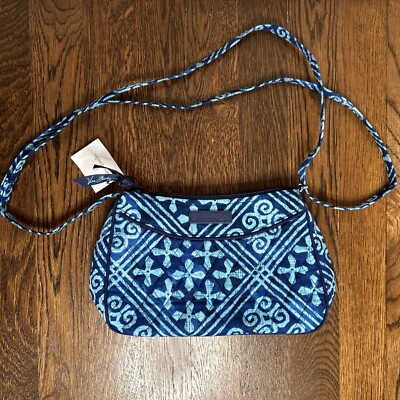 VERA BRADLEY Little Crossbody CUBAN TILES Blue Quilted