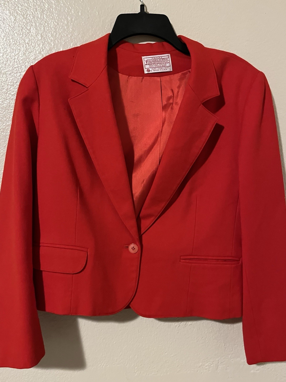 Pendleton Pure Virgin Wool Red Blazer Jacket Crop… - image 3
