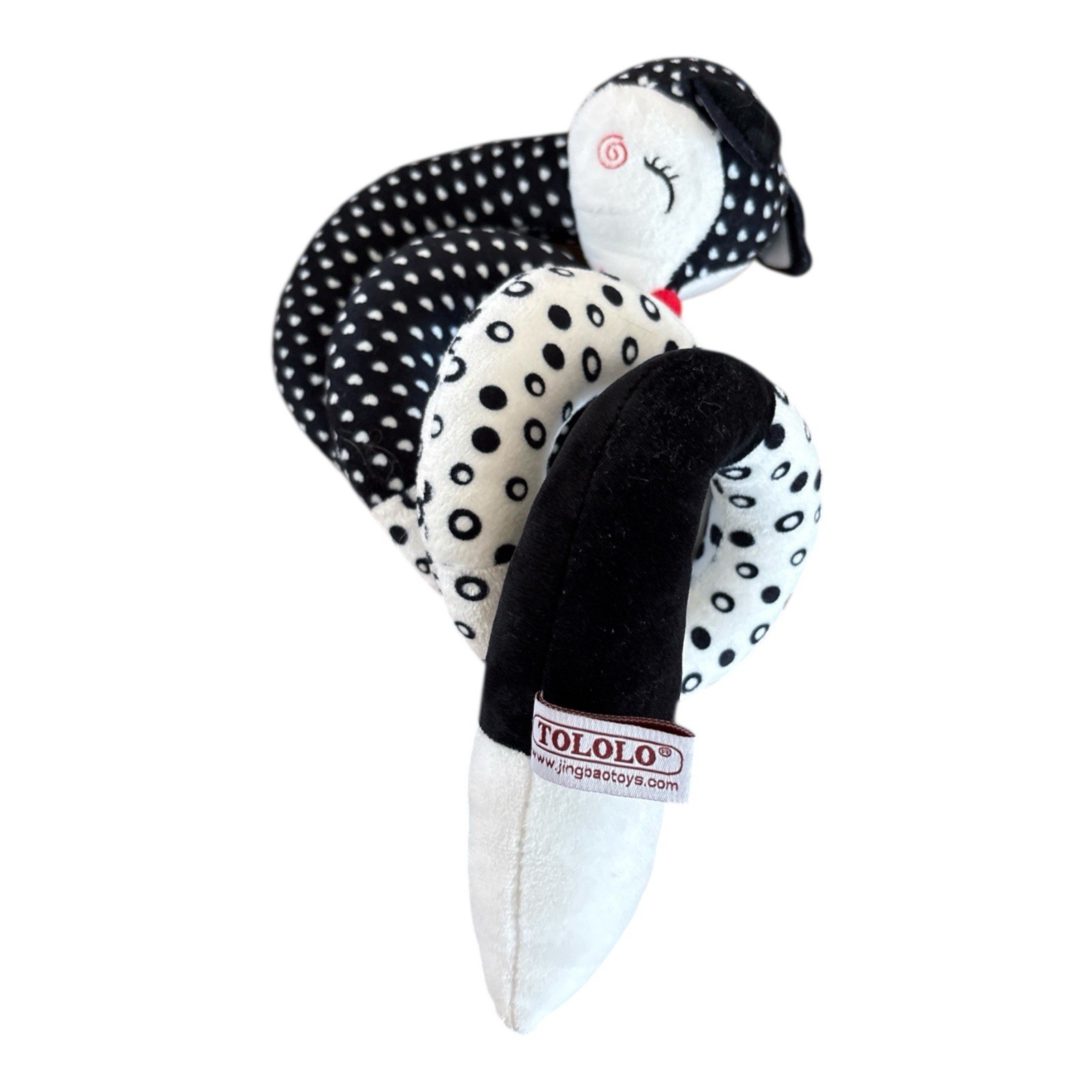 Tololo Serpente Morbido Peluche Seggiolino Auto Giocattolo 11" Nero Bianco Rosso Spirale