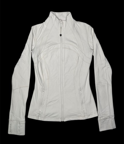 Lululemon Luon Define Full Zip Jacke Größe 4 Track BBL Daumenlöcher Yoga weiß