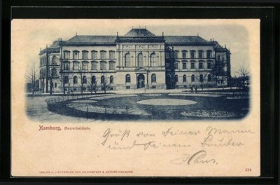 Hamburg-St. Georg, trade school, postcard 1900 