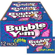 BUBBLE YUM Cotton Candy Flavored Chewy, Bubble 1 Count (Pack of 12), Multiple 