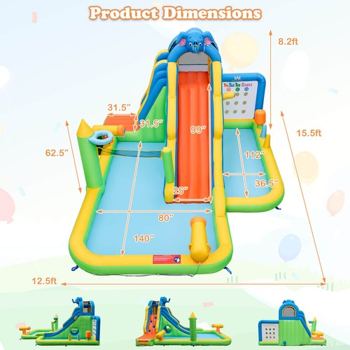 Inflatable Water Slide Giant Water Park for Kids Backyard Fun without Blower - Picture 2 of 10