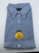 Vintage Sears Perma-Prest Oxford Button Up Shirt Mens 17 XL Blue Deadstock NOS