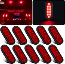 6 Inch Oval LED Trailer Tail Lights 10 LED, 10Pcs Trailer Truck Brake RED 6" Ova