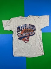 Vintage 90s Cleveland Indians T Shirt Chief Wahoo Mens Large Gray MLB Guardians