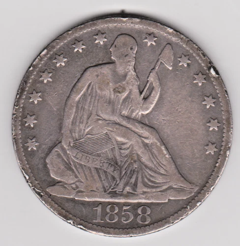 1858-O Seated Liberty Half Dollar 50C No Motto VF Silver Coin