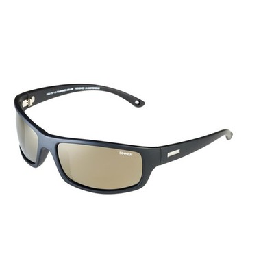 SINNER MONARCH Herren/Damen POLARISIERTE Sonnenbrille MATTSCHWARZ/GOLD FLASH MIRROR