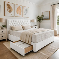 PLUSH DIVAN BED SET WITH MEMORY MATTRESS AND HEADBOARD 3FT 4FT 4FT6 5FT 6FT