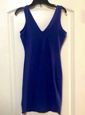 Wild Fable Blue Solid V-Neck Sleeveless Bodycon Mini Dress - Women  s M